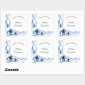 エレガントダスティブルーネイビー結婚フラワーズ スクエアシール (シート)