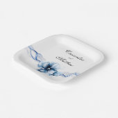エレガントダスティブルーネイビー結婚フラワーズ ペーパープレート (傾斜あり)