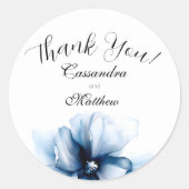 エレガントダスティブルーネイビー結婚フラワーズ ラウンドシール (正面)