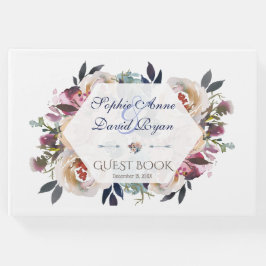 エレガントダスティブルーピンクフローラジオメト結婚リ ゲストブック