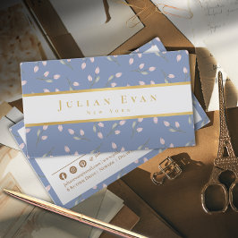 エレガントダスティブルーフェイク金ゴールドフローラ名刺 名刺