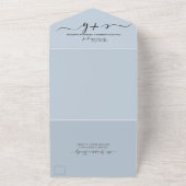 エレガントダスティブルーフォトモノグラムウェディングRSVP オールインワン招待状 (外側)