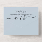 エレガントダスティブルーフォトモノグラムウェディングRSVP オールインワン招待状 (裏面)