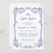 エレガントダスティブルーフランスのガーデンリハーサル 招待状 (正面/裏面)