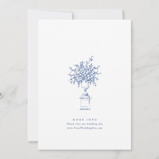 エレガントダスティブルーフランスのガーデン結婚フローラ 招待状 (裏面)