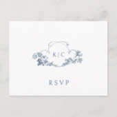 エレガントダスティブルーフランスのフローラクレストRSVP ポストカード (正面)