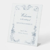 エレガントダスティブルーフランスのフローラ歓迎サイン 台座サイン (正面)