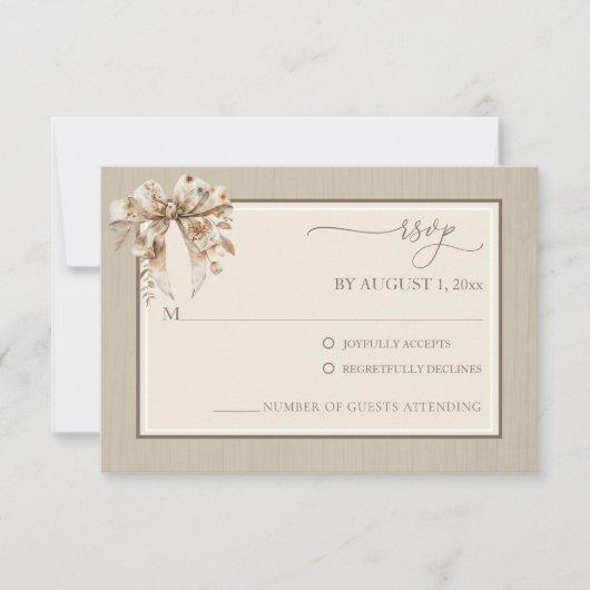 エレガントダスティブルーフランスのヴィンテージウェディングRSVP 出欠カード (正面)
