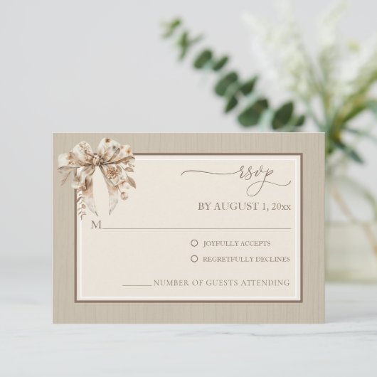 エレガントダスティブルーフランスのヴィンテージウェディングRSVP 出欠カード (スタンド正面)