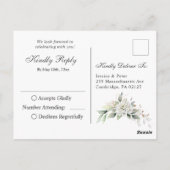 エレガントダスティブルーフローラグリーンリーウォーター色RSVP ポストカード (裏面)