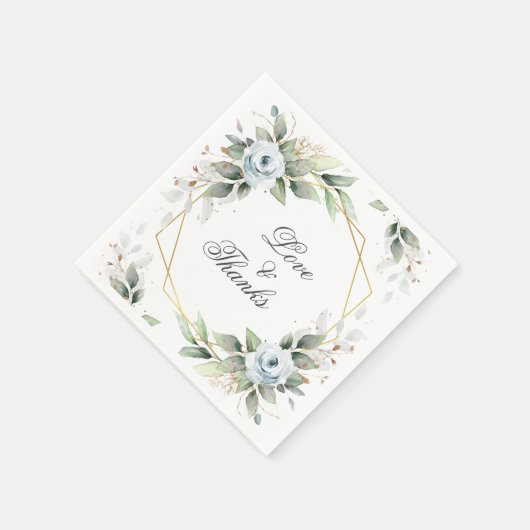 エレガントダスティブルーフローラグ結婚リーリー紙 スタンダードカクテルナプキン (角)