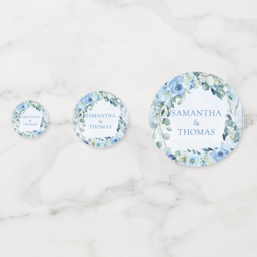 エレガントダスティブルーフローラシルバーフレ結婚ーム コンフェッティ (正面)