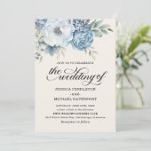 エレガントダスティブルーフローラセージ緑葉 招待状 (スタンド正面)