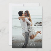 エレガントダスティブルーフローラリース結婚写真 招待状 (裏面)