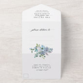 エレガントダスティブルーフローラ水彩写真結婚の オールインワン招待状 (外側)