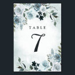 エレガントダスティブルーフローラ水彩海軍結婚ズ テーブルナンバー<br><div class="desc">デザインエレガントは水色フローラ要素を濃淡青色と海軍の小元素の色合いに特色を持つ。デザインはまた、スタイルを追加するために埃の青い水色のスプラッシュと様々な種類の緑や枝を備えている。</div>