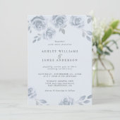エレガントダスティブルーフローラ水結婚色 招待状 (スタンド正面)