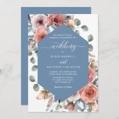 エレガントダスティブルーブリスピー結婚ズ 招待状 (正面/裏面)