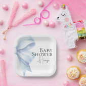 エレガントダスティブルーボウ水色ベビーシャワーボーイ ペーパープレート (パーティー)