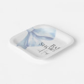 エレガントダスティブルーボウ水色ベビーシャワーボーイ ペーパープレート (傾斜あり)