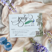 エレガントダスティブルーヴィンテージガーデングリーナリー結婚ズ 出欠カード