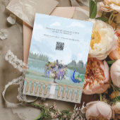 エレガントダスティブルーヴィンテージガーデングリーナリー結婚ズ 招待状