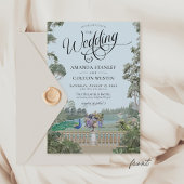 エレガントダスティブルーヴィンテージガーデングリーナリー結婚ズ 招待状