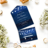 エレガントダスティブルー素朴ストリングラ結婚イト オールインワン招待状