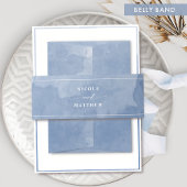 エレガントダスティブルー結婚ウォーター 招待状ベリーバンド