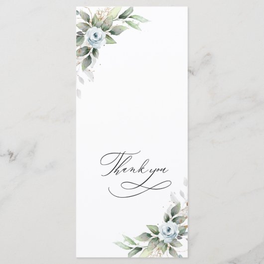 エレガントダスティブルー結婚グリーンのメニューカード メニュー (裏面)