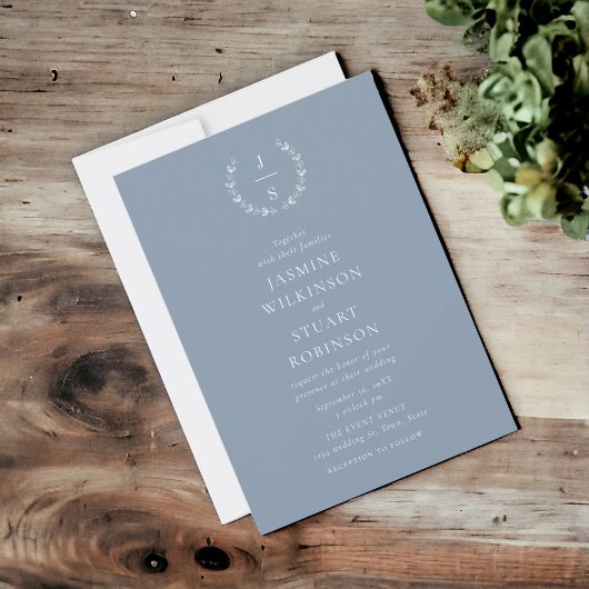 エレガントダスティブルー結婚ズ 招待状