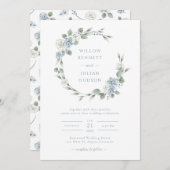 エレガントダスティブルー結婚ズ 招待状 (正面/裏面)