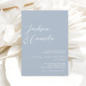 エレガントダスティブルー結婚フォト 招待状