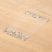 エレガントダスティブルー結婚ワイルドフラワーの金ゴールド アクリル招待状 (レイダウン)