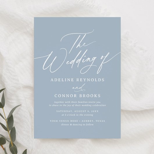 エレガントダスティブルー結婚書道 招待状