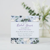 エレガントダスティブルー&ネイビーフローラブライダルシャワー 招待状 (スタンド正面)