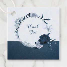 エレガントダスティブルー&ネイビーブルーフローラリース フェイバータグ