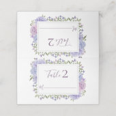 エレガントダスティブルー&薄紫ウォーター色フローラ プレイスカード (外部開封)