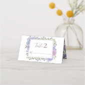 エレガントダスティブルー&薄紫ウォーター色フローラ プレイスカード (裏面)