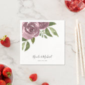 エレガントダスティマウヴ水カラーフローラ結婚 スタンダードカクテルナプキン (インサイチュ)