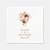 エレガントダスティレッドピンクローズ結婚フローラ スタンダードカクテルナプキン (正面)