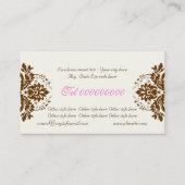 エレガントダマスクmotifブラウンアイボリービジネスカー 名刺 (裏面)