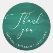 エレガントダークグリーン結婚エメラルドの脚本 ラウンドシール (正面)