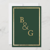 エレガントダークグリーン金ゴールドラグジュア結婚リー 招待状 (裏面)