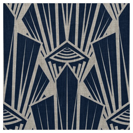 エレガントダークネイビーのデコ抽象芸術幾何学的な要素 ファブリック (見本)
