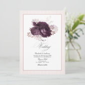 エレガントダークパープルとバラ金ゴールド結婚フローラ 招待状 (スタンド正面)