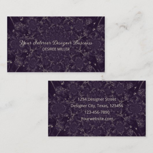 エレガントダークパープルタンアンティークヴィンテージ水彩 名刺 (正面/裏面)