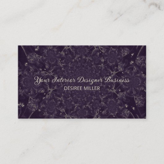 エレガントダークパープルタンアンティークヴィンテージ水彩 名刺 (正面)