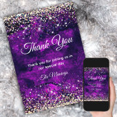 エレガントダークパープル金ゴールドフェイクグリッター感謝していユー カード