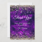 エレガントダークパープル金ゴールドフェイクグリッター感謝していユー カード (正面)